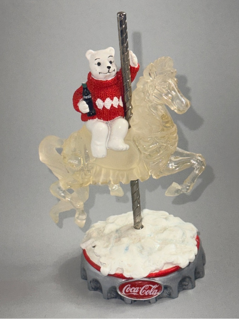 Coca Cola Red Sweater Polar Bear Carousel Figurine Beary Go Round Coke